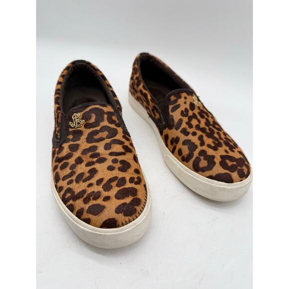 LRL Ralph Lauren Ria III Leopard Cheetah Print Slip On Leather Sneaker Women's 7 - Picture 4 of 8